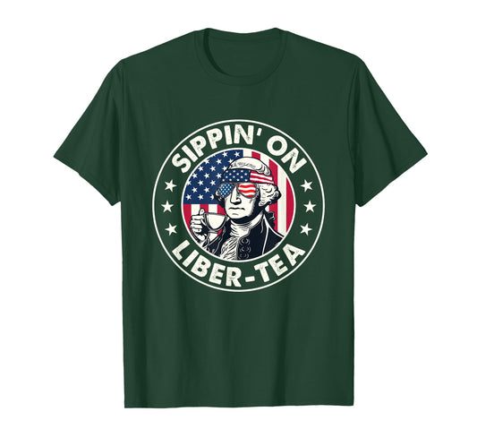 Sippin' On Liber-Tea - USA American Flag 4th Of July Fourth T-Shirt