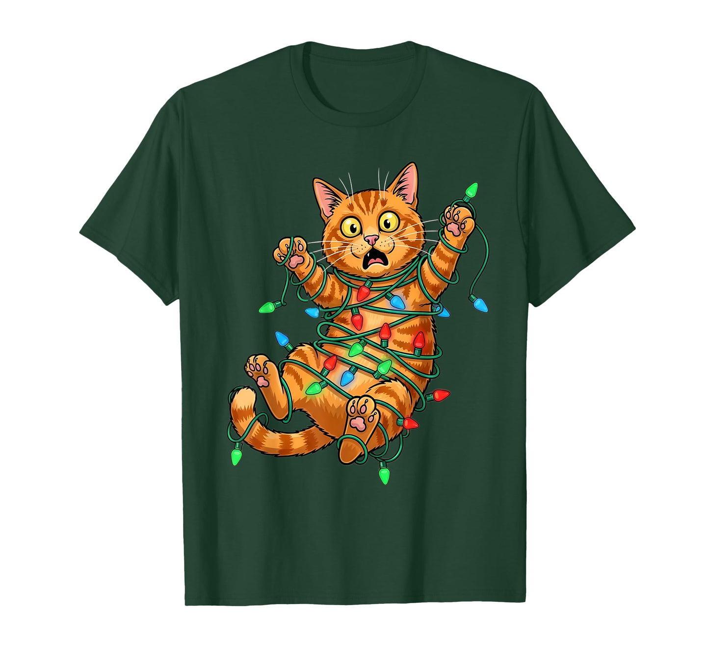 Funny Orange Cat Christmas Light Catmus T-Shirt
