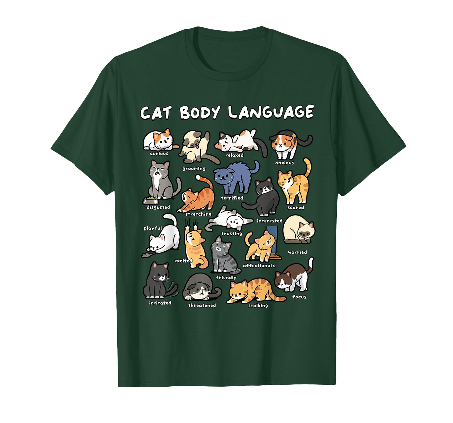 Cat Body Language Cute Cat Lover Kawaii T-Shirt