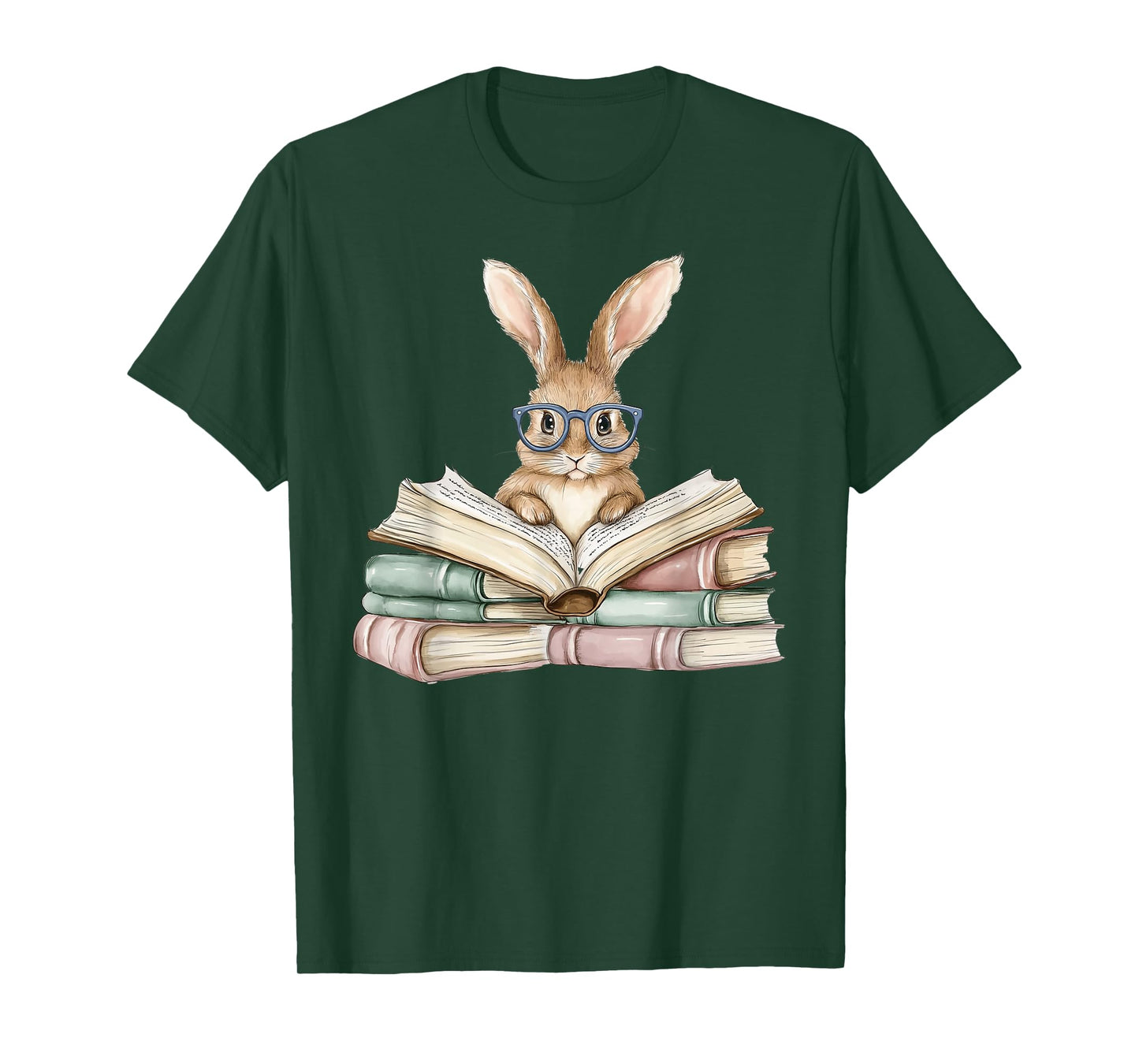 Cute Reading Bunny Glasses Books Bookworm Reader Teacher T-Shirt