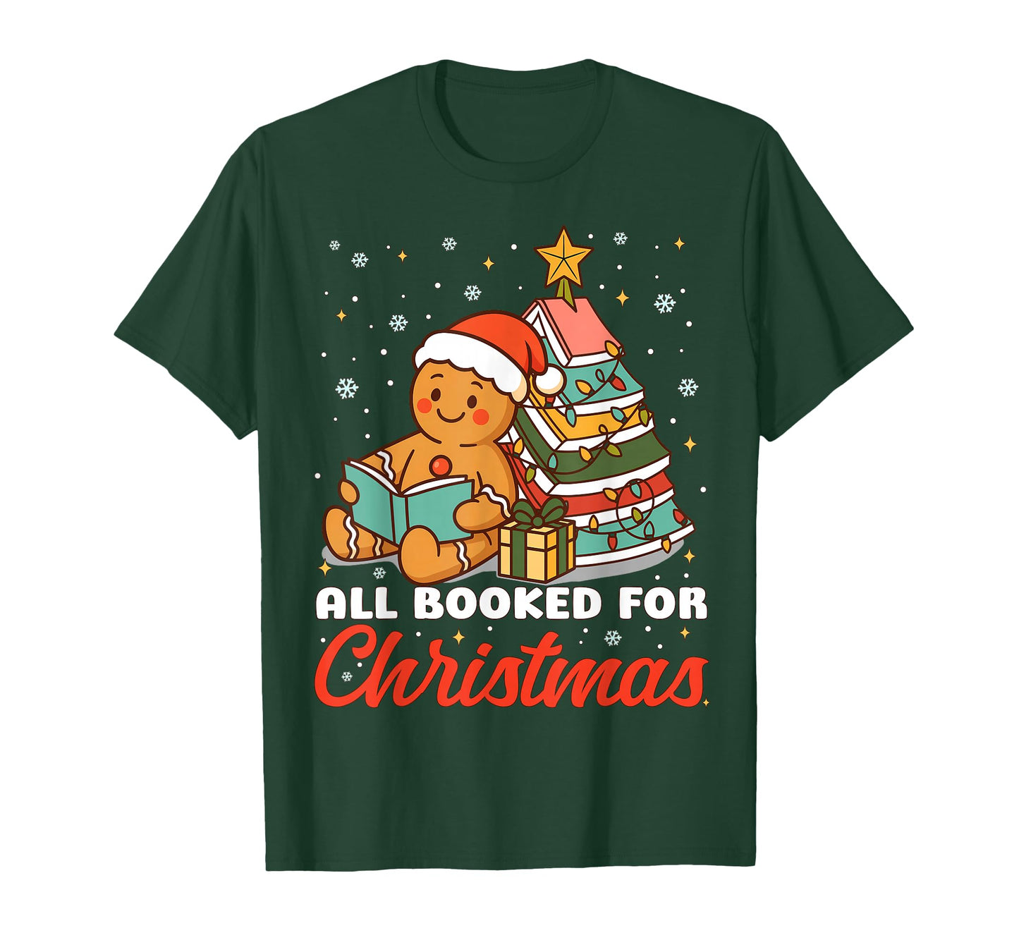 All Booked for Christmas Gingerbread Christmas Tree Book Kid T-Shirt