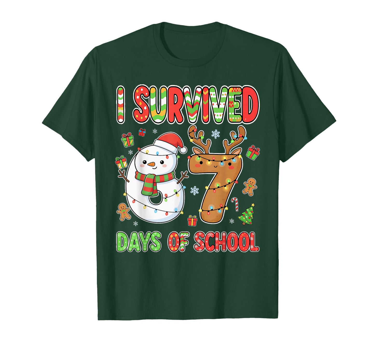 I Survived 67 Days of School Christmas Meme Funny Six Seven T-Shirt