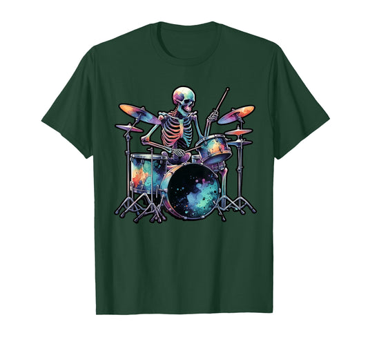 Skeleton Playing Drums Lover For Drummers T-Shirt