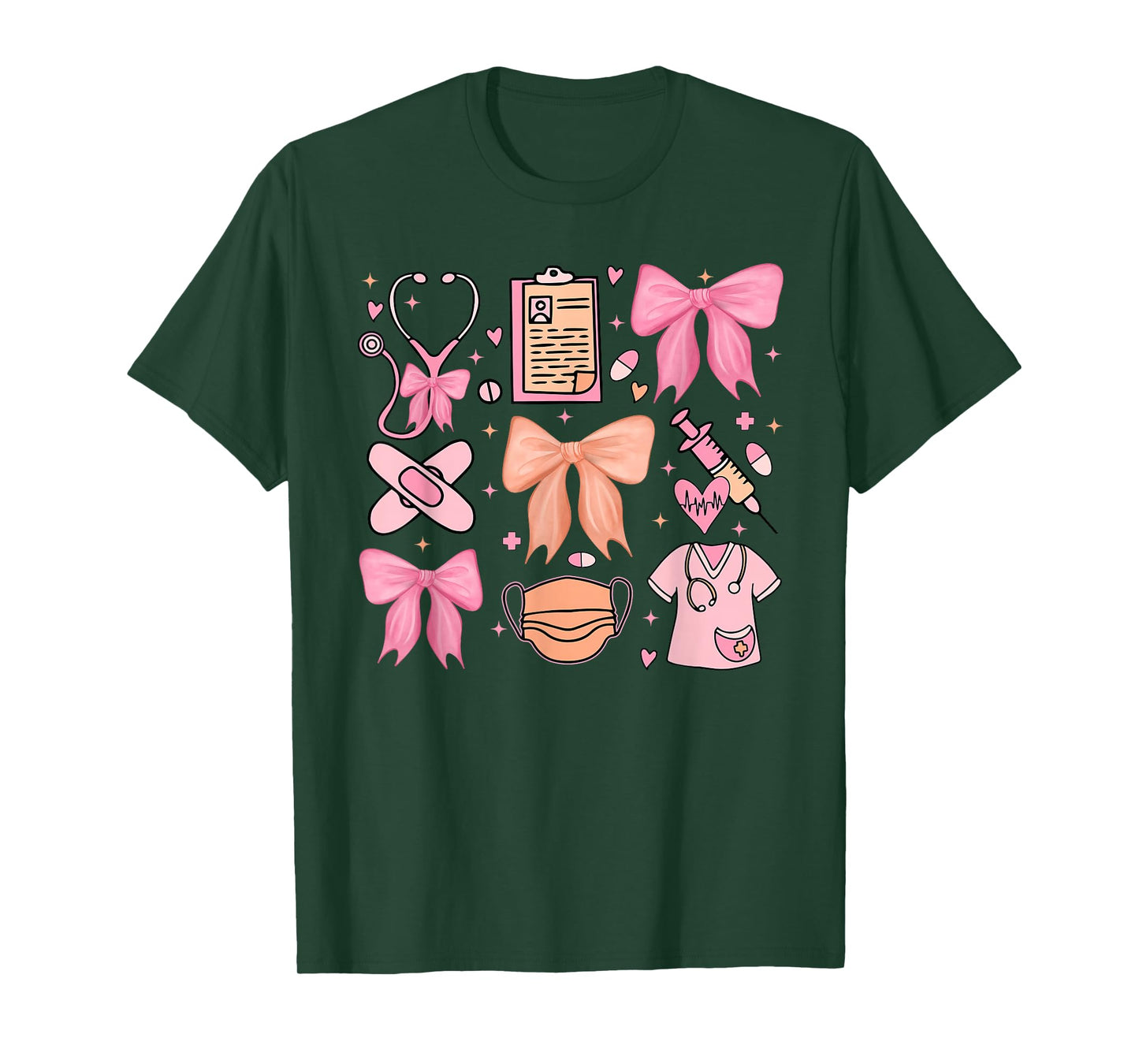 Cute Pink Coquette Bow Girly Nurse T-Shirt