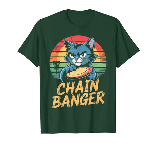 Chain Banger Disc Golf Cat Humor T-Shirt