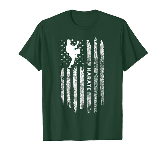 American Flag Karate Clothing - Karateka Vintage Karate T-Shirt
