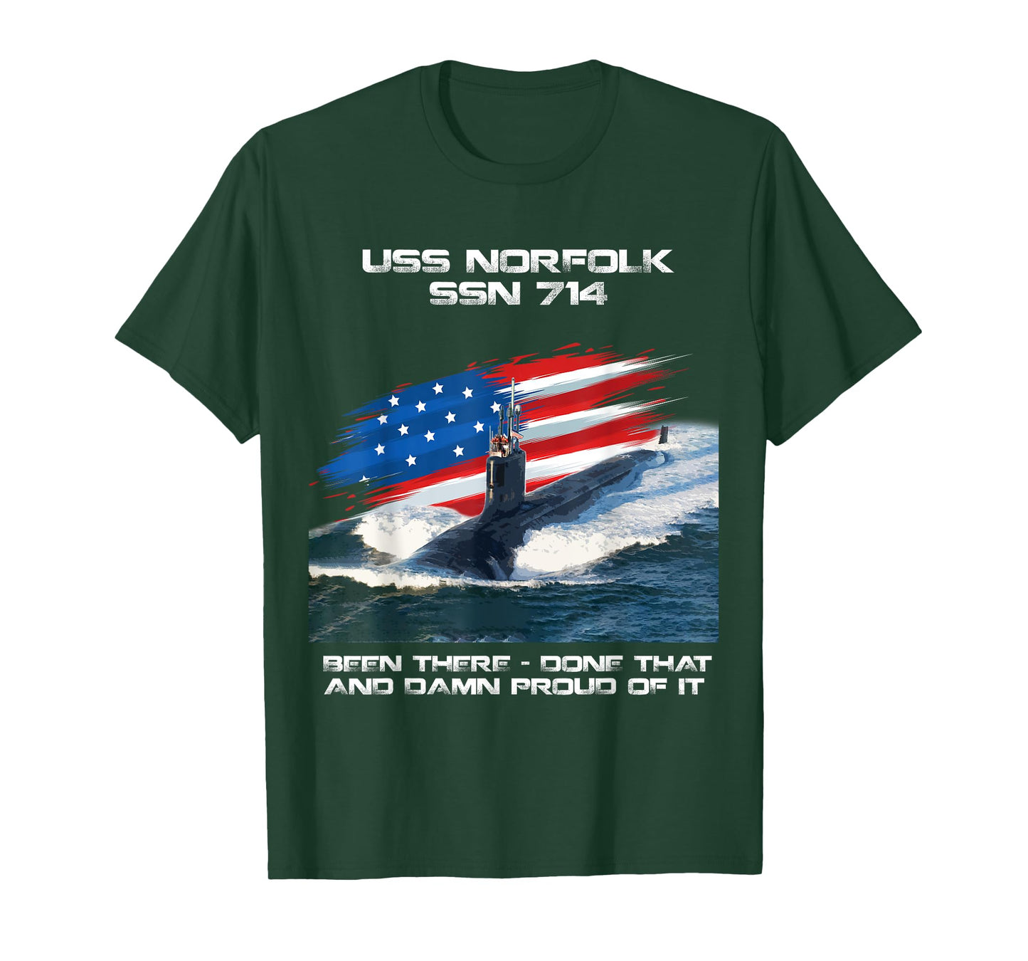 USS Norfolk SSN-714 American Flag Submarine Veteran Xmas T-Shirt