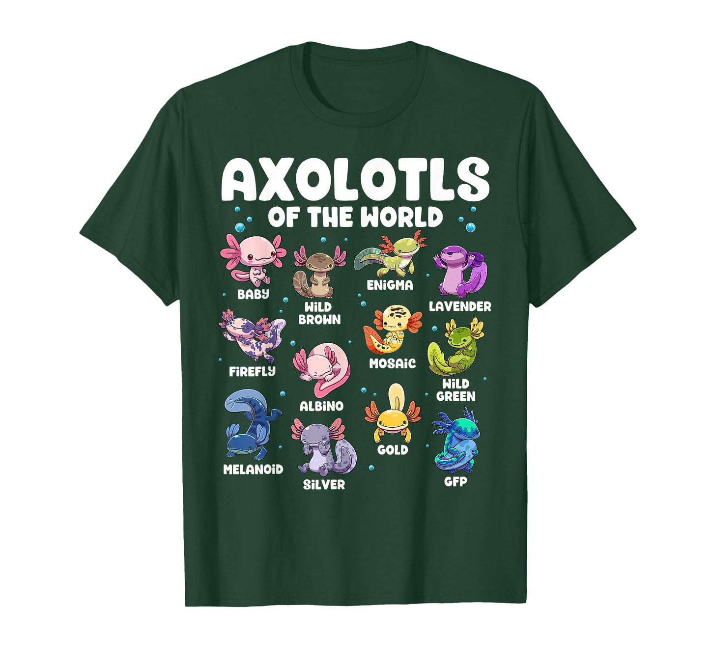 Axolotl Shirt Kawaii Axolotls of The World Types of Axolotls T-Shirt