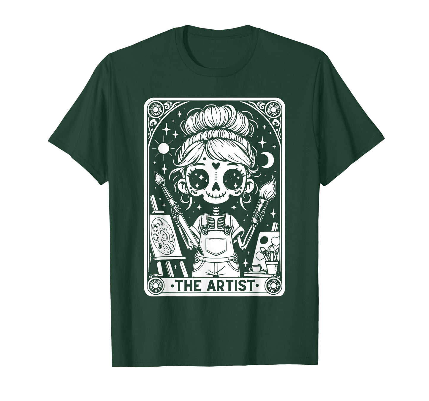 Artist Tarot Card Skeleton Painter Art Teacher Witchy T-Shirt