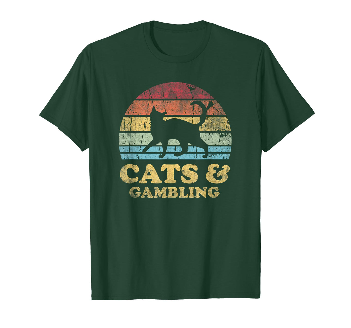Funny Cats Gambling Vintage Distressed Retro Hobby T-Shirt