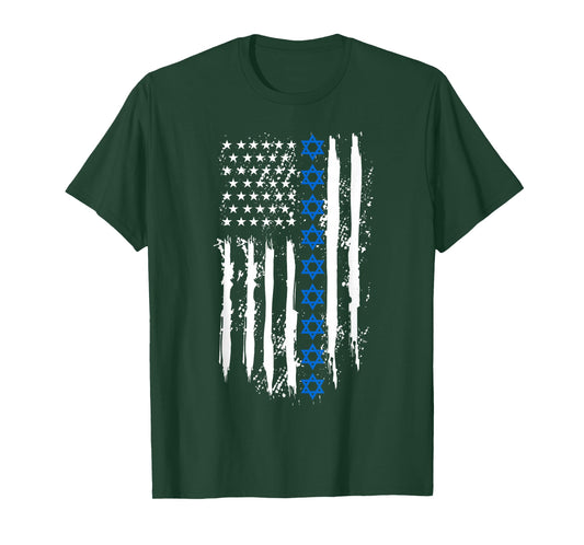 Israel Independence Star of David US American Flag Patriotic T-Shirt