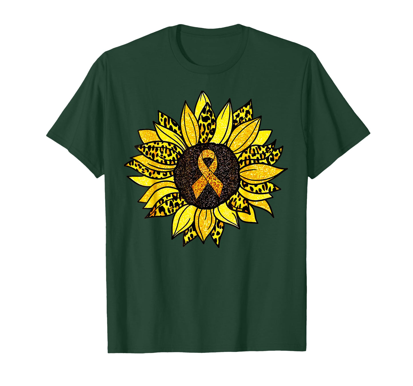 Childhood Cancer Awareness Yellow Sunflower Gold Ribbon T-Shirt