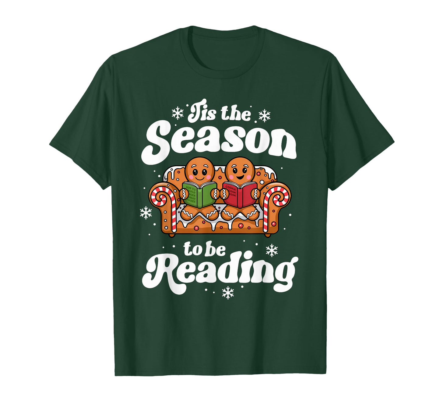 Christmas Book Lover Gingerbread Library Reading Bookaholic T-Shirt