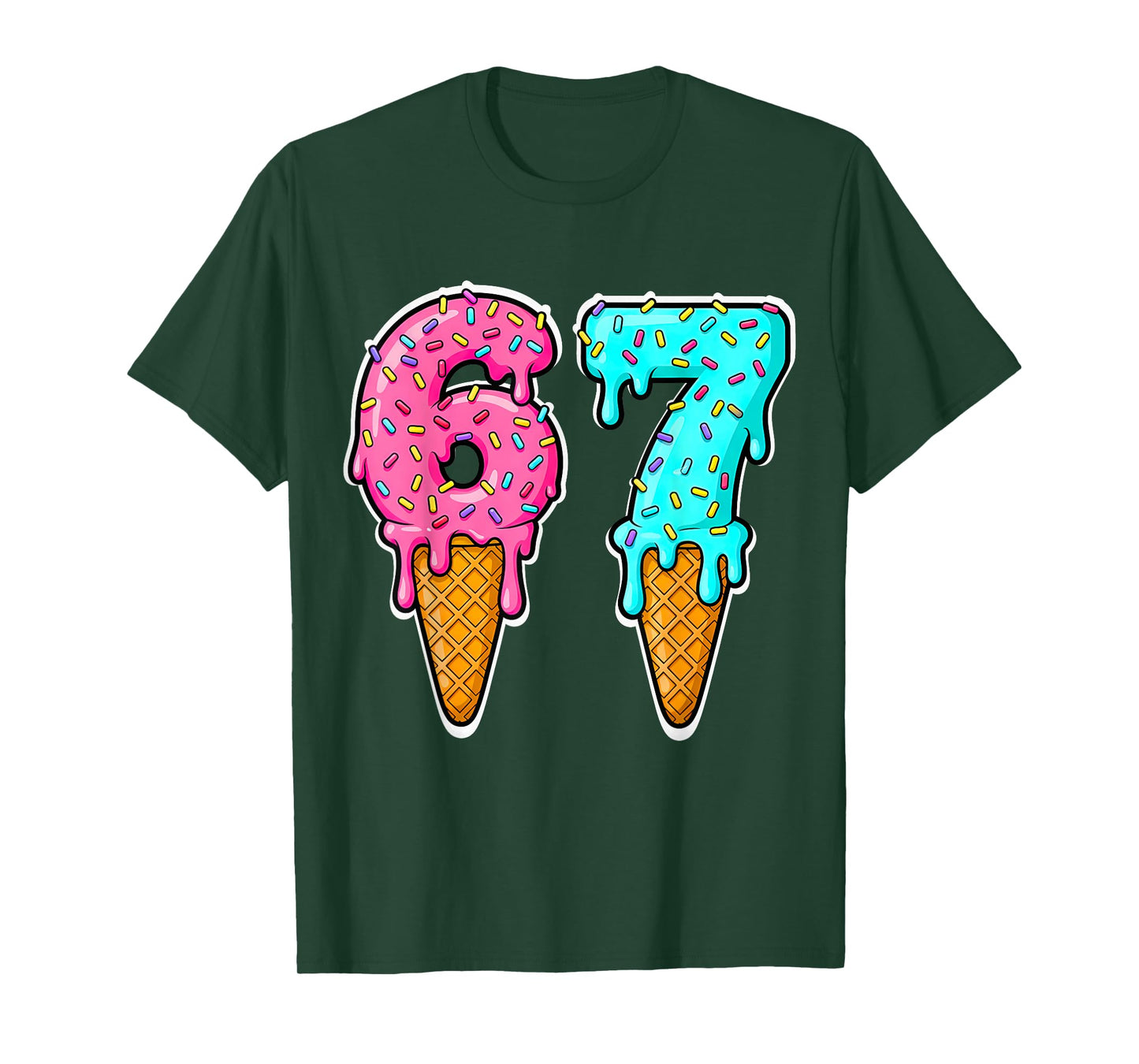 Six Seven Ice Cream Drip Gen Alpha Slang 6 7 Trending Meme T-Shirt