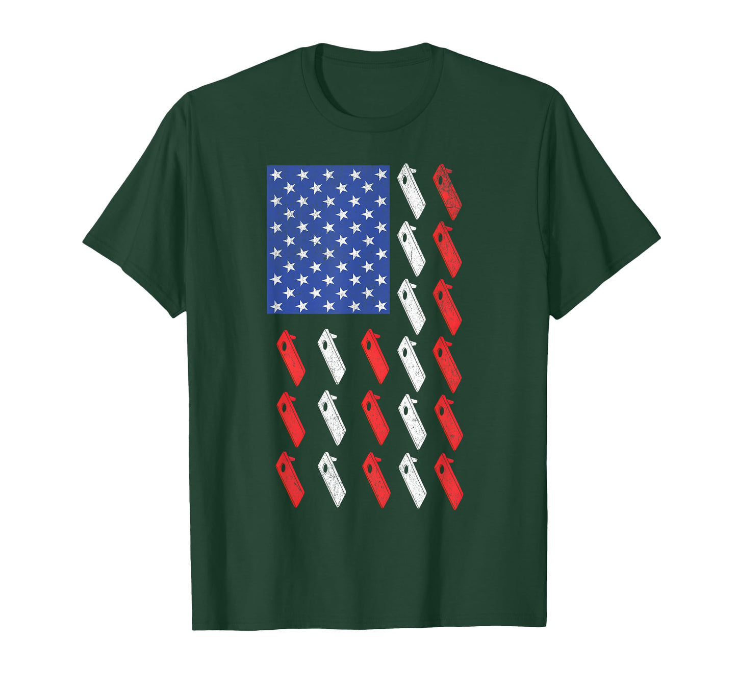 Cornhole Player Toss Bean Bag Game Men Women American Flag T-Shirt