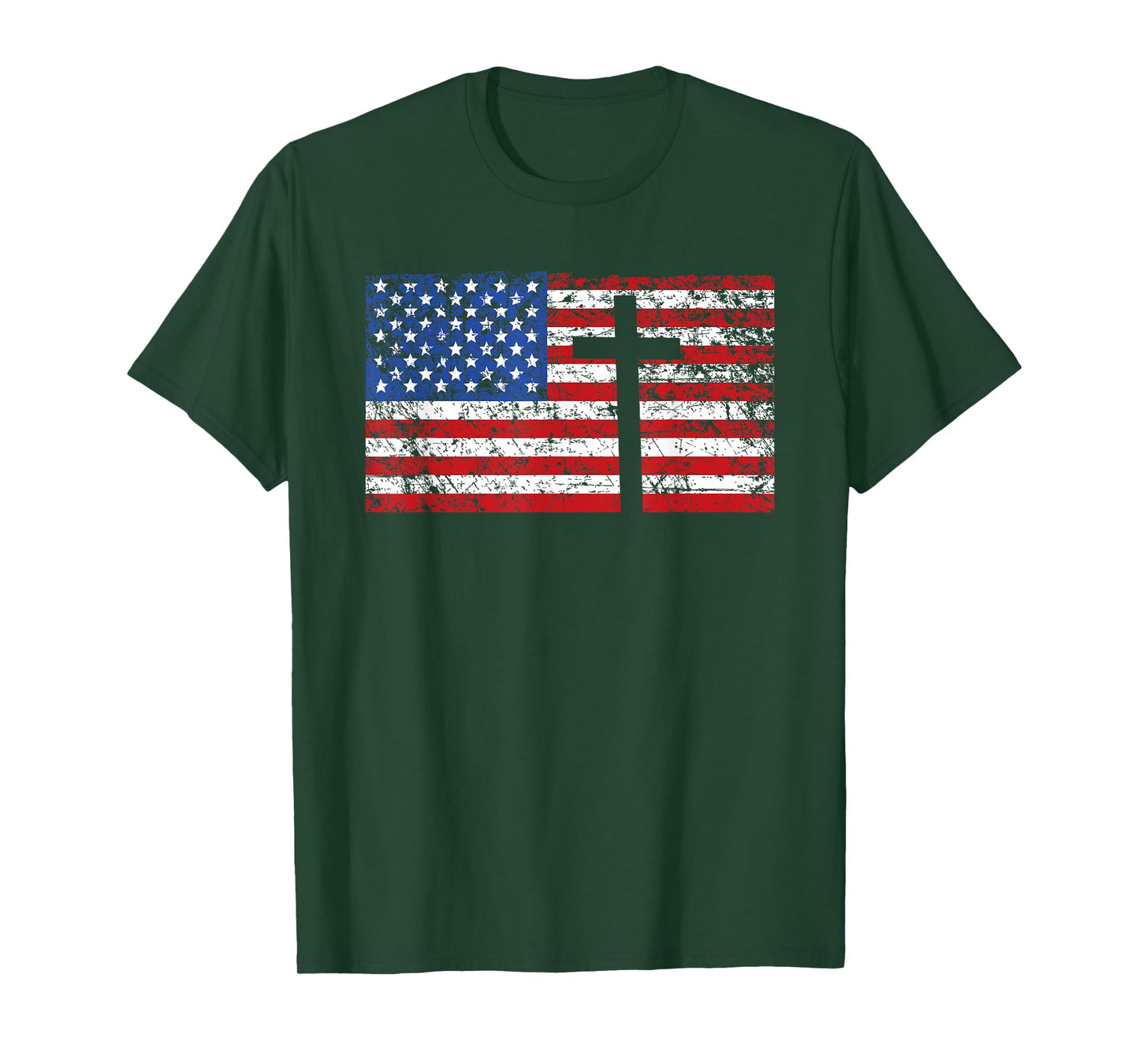 American Flag Cross Shirt, USA Christian Gift, Trust God T-Shirt