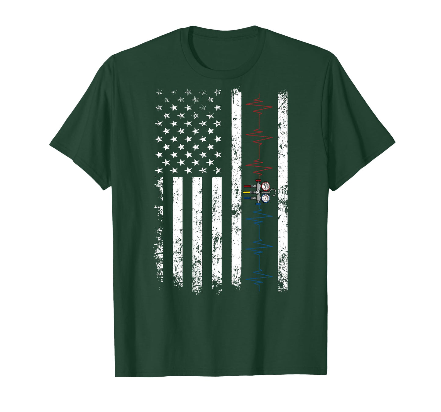 HVAC Technician American Flag USA Vintage HVAC Tech T-Shirt