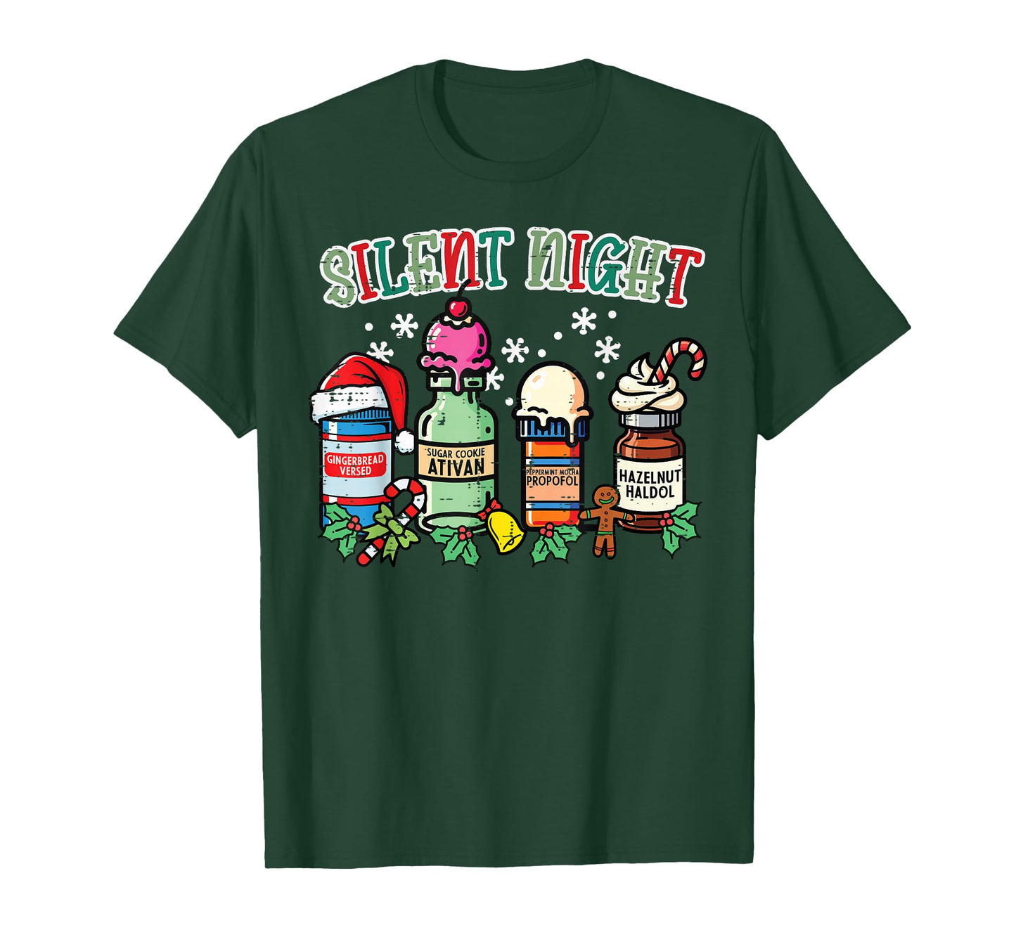 Christmas Nurse Silent Night Propofol Xmas Scrub Top Women T-Shirt