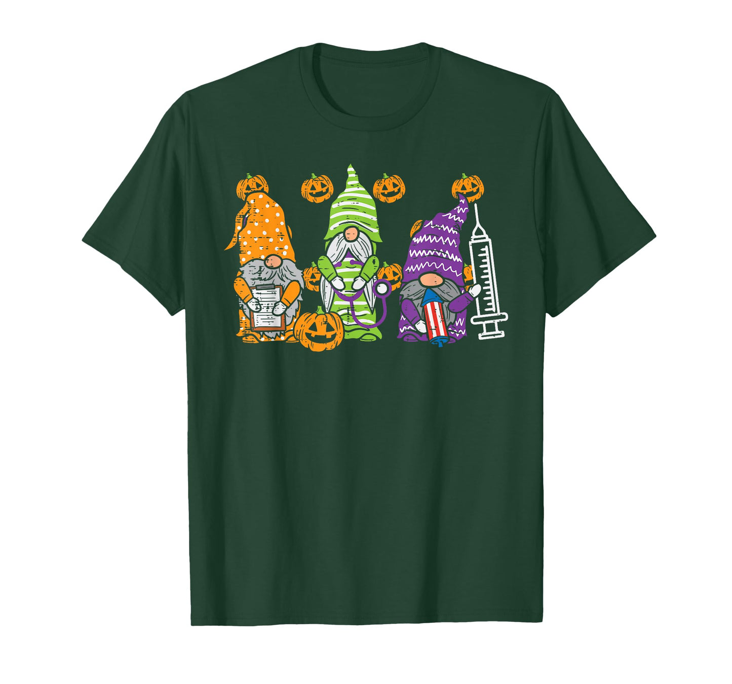 3 Halloween Gnome Nurses Funny Costume Nursing Men Women T-Shirt