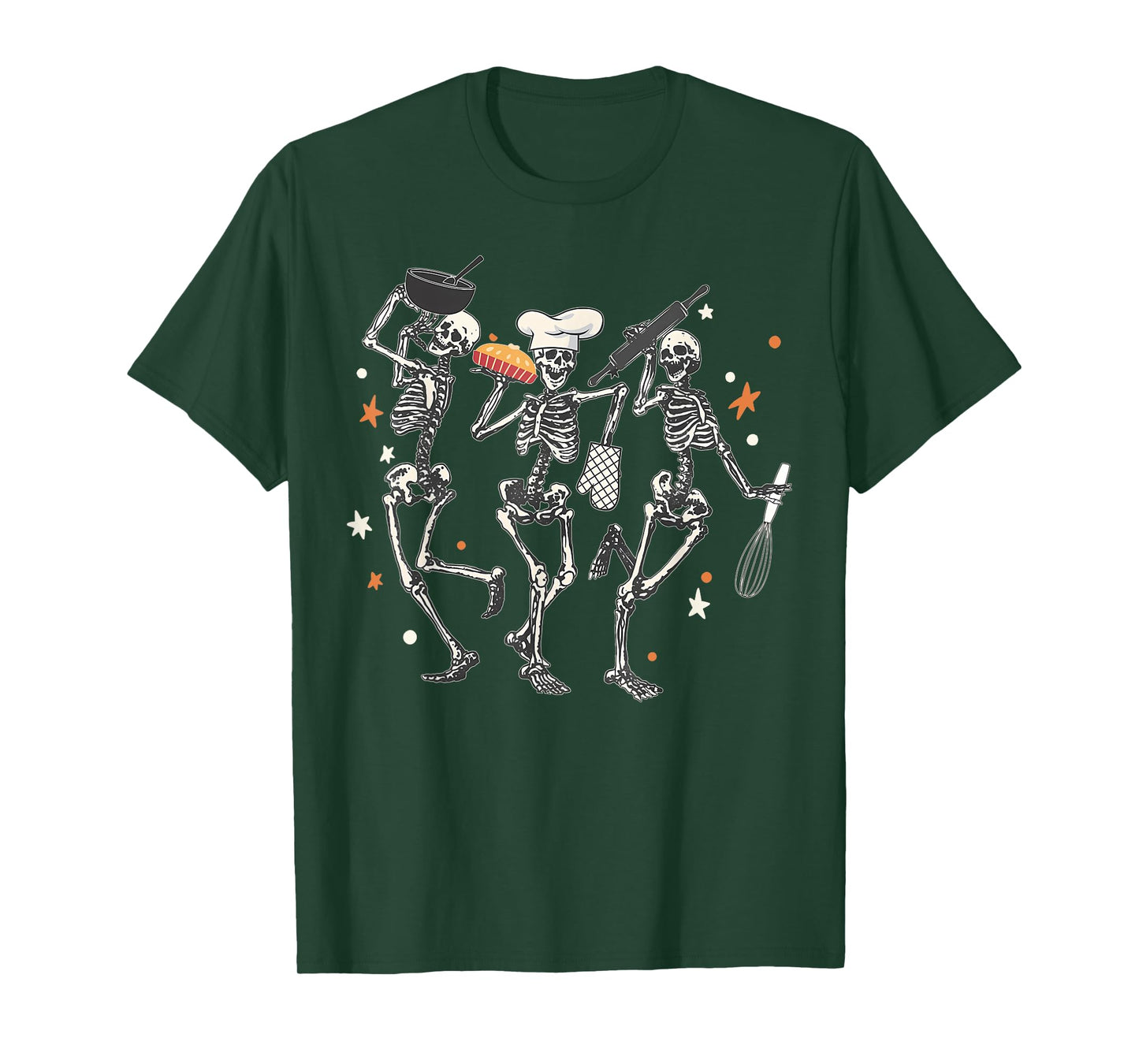 Chef Dancing Skeletons Baking Halloween Cookie Baker T-Shirt