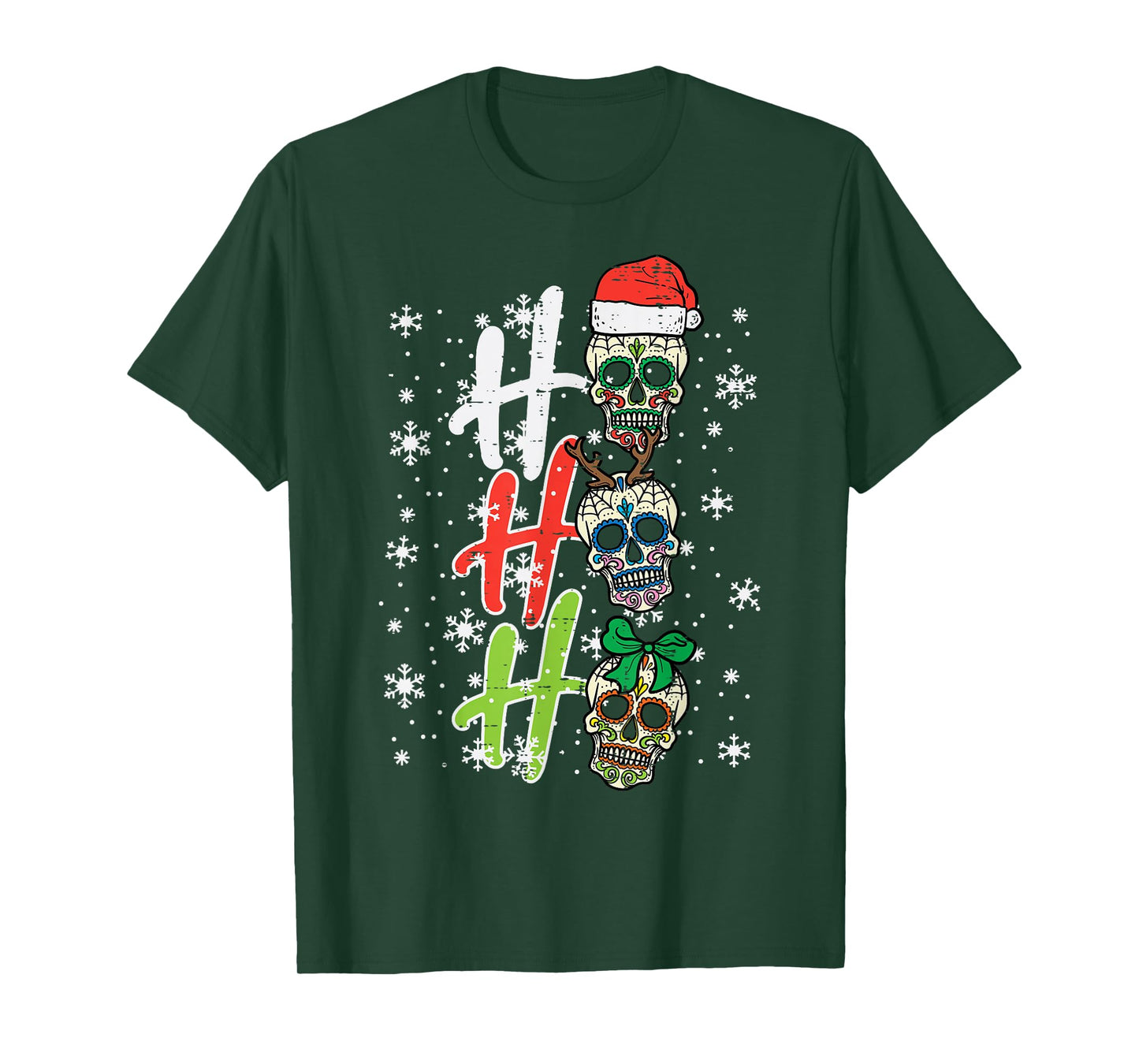 Christmas Sugar Skull Ho Ho Ho Xmas Mexican Men Women Kids T-Shirt