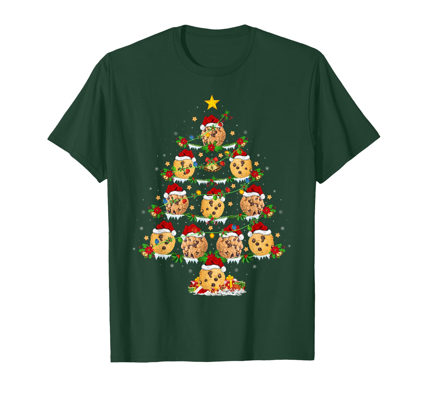 Cookie Biscuit Christmas Tree Lights Funny Cookies Xmas T-Shirt