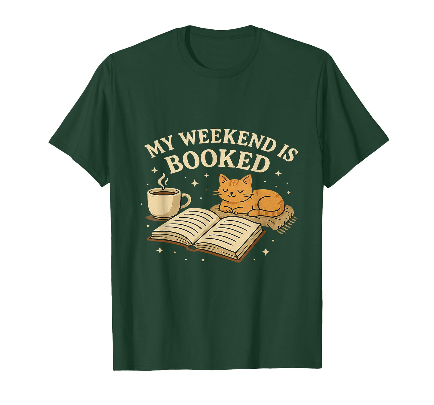 My Weekend Is Booked Cozy Cat Book Reader Design T-Shirt