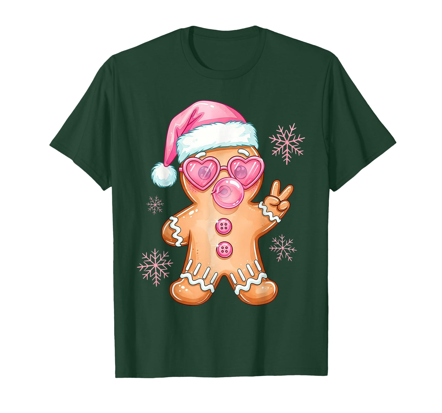 Cool Gingerbread Girl Christmas Bubblegum T-Shirt
