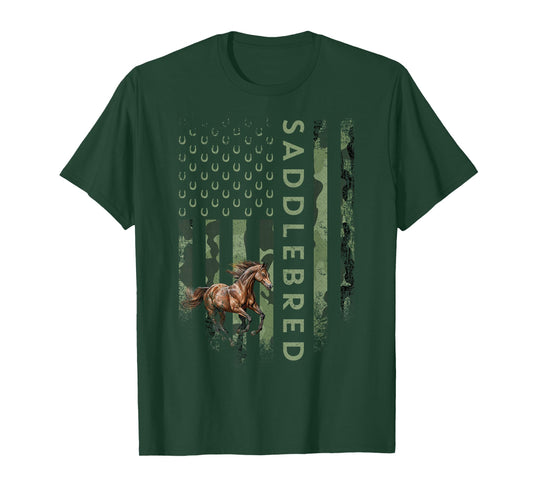 USA Camouflage American Saddlebred Horse, Horseback Riding T-Shirt