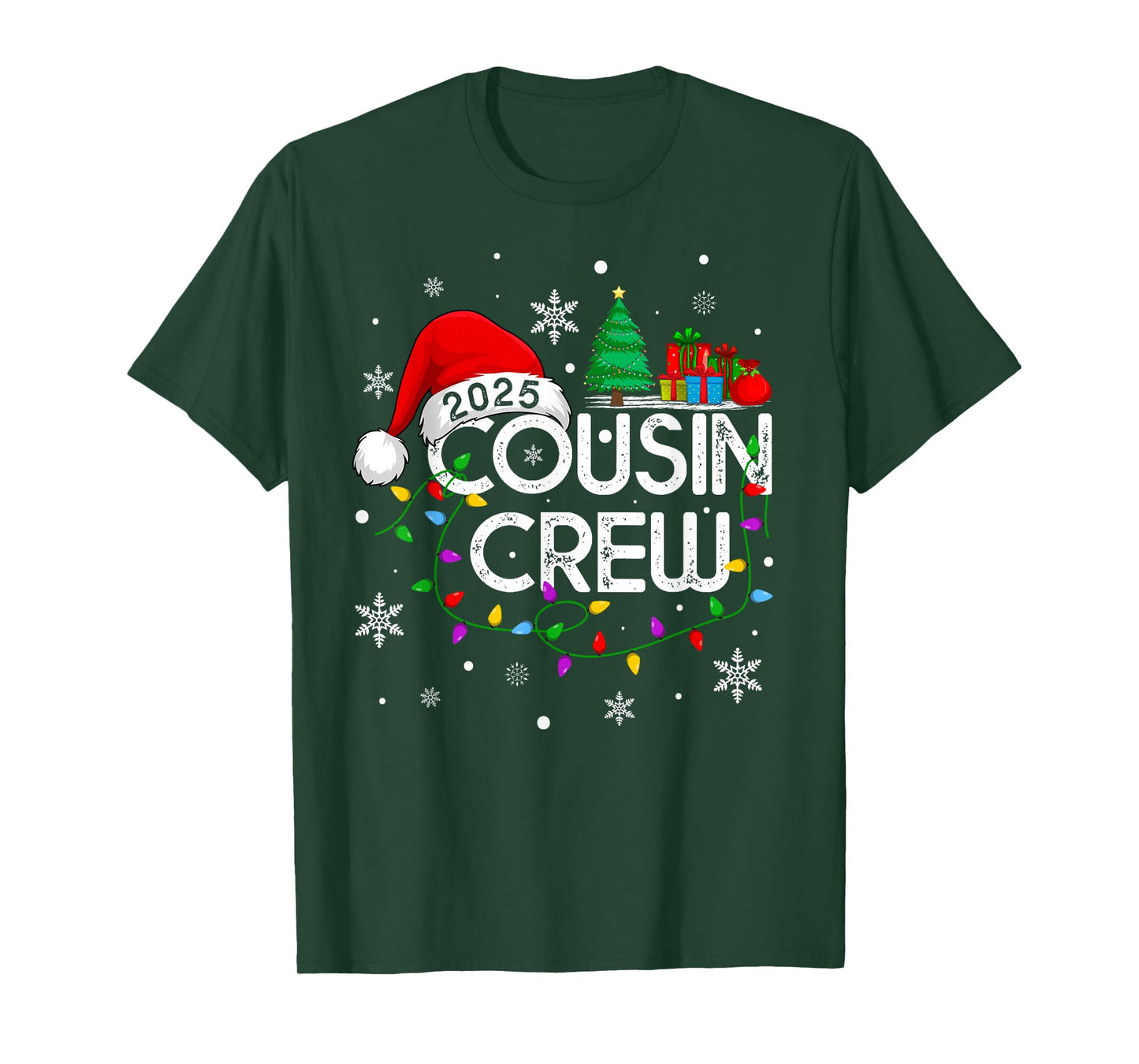 Cousin Crew 2025 Christmas Family Men Women Kids Xmas Lights T-Shirt