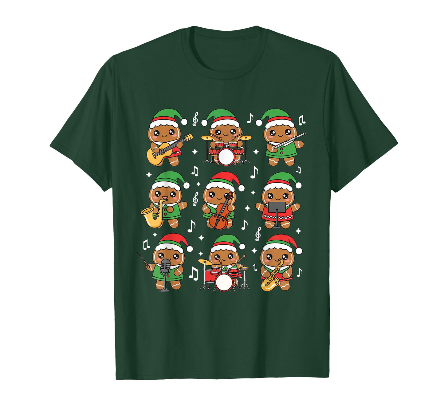 Christmas Music Teacher Gingerbread Playing Musical Xmas T-Shirt