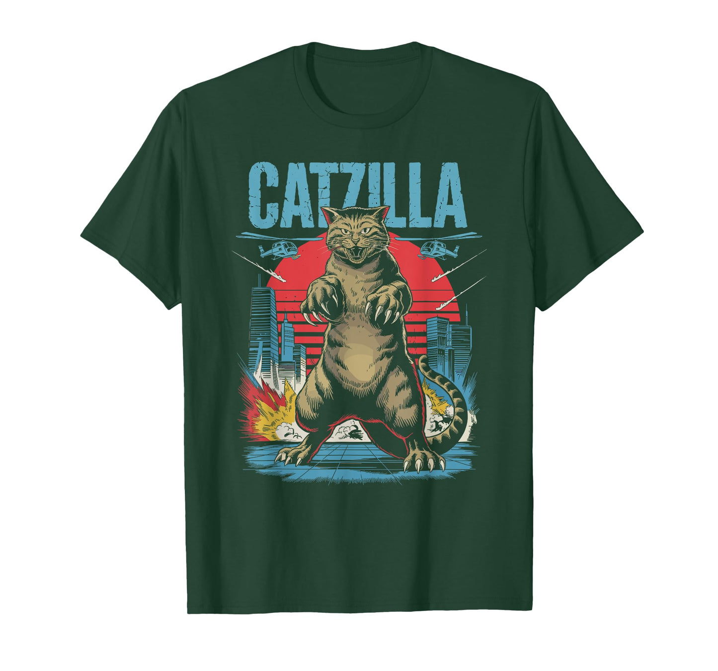 Catzilla Cat Funny Kitten Lover Japanese Art Men Women T-Shirt