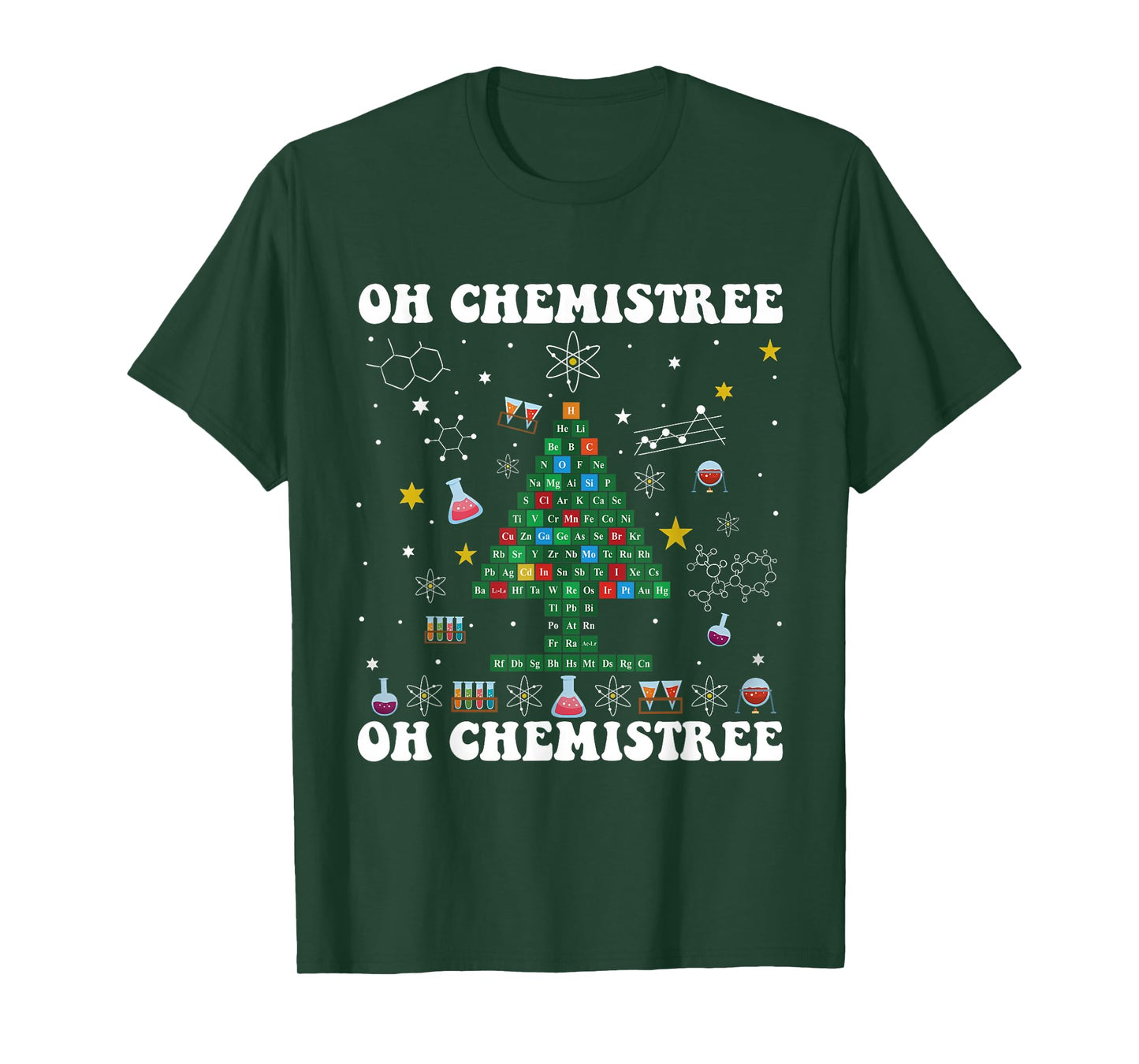 Oh Chemistree Funny Periodic Table Christmas Tree Teacher T-Shirt