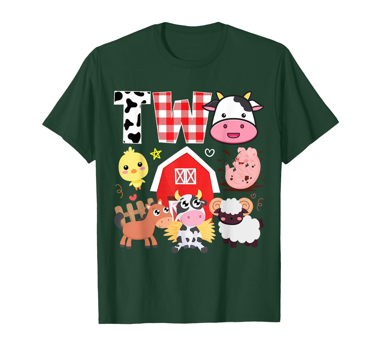 2nd Birthday Two Year Old Farm Theme Animals Birthday Party T-Shirt