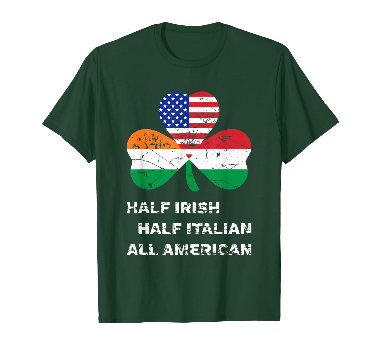 Half Irish Half Italian All American Flag Shamrock Heritage T-Shirt