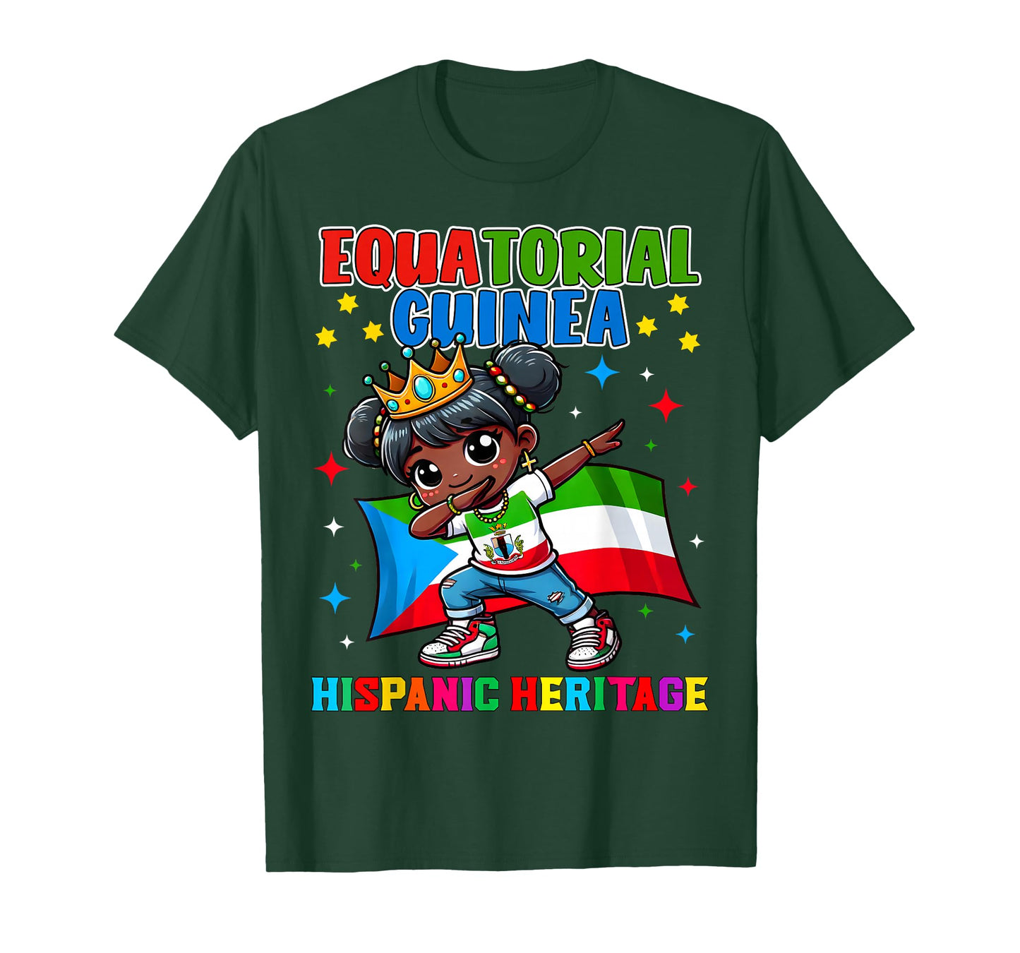 Equatorial Guinea Dabbing Girl Hispanic Heritage Celebration T-Shirt