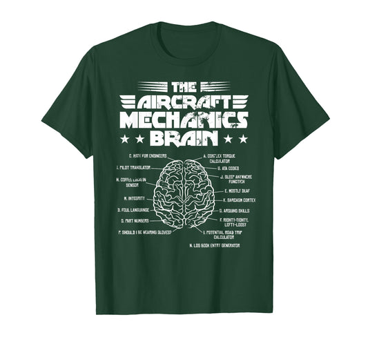 Aircraft Mechanics Brain Aviation Gift T-Shirt