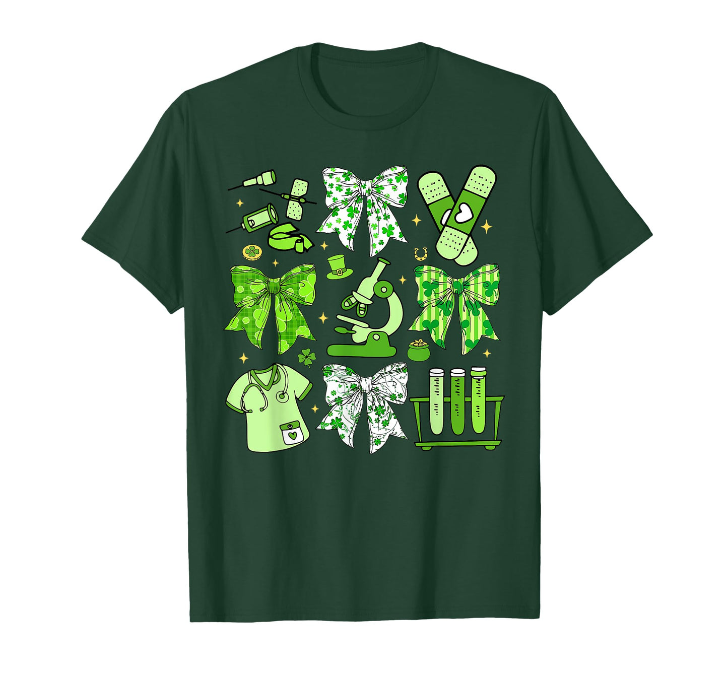 Coquette Bow Phlebotomy St. Patrick's Day Phlebotomist Tech Unisex-Adults Black Small Short Sleeve T-Shirt