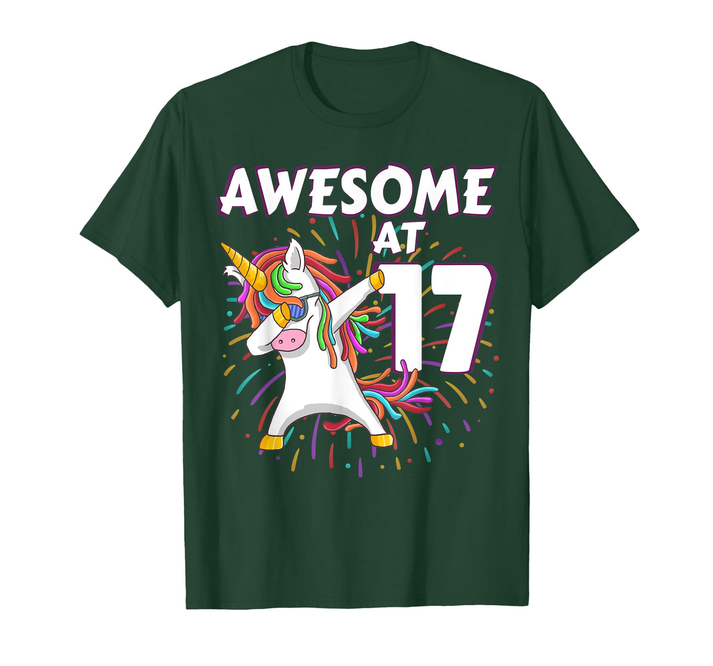 Unicorn Dabbing 17th Birthday Shirt for 17 Year Old Teenager T-Shirt