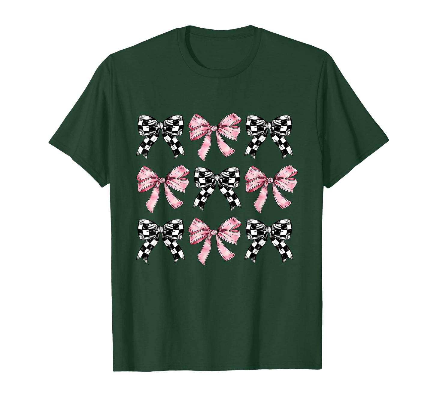 Pink Bows Cute Coquette Checkered Bow y2k Girl Aesthetic T-Shirt