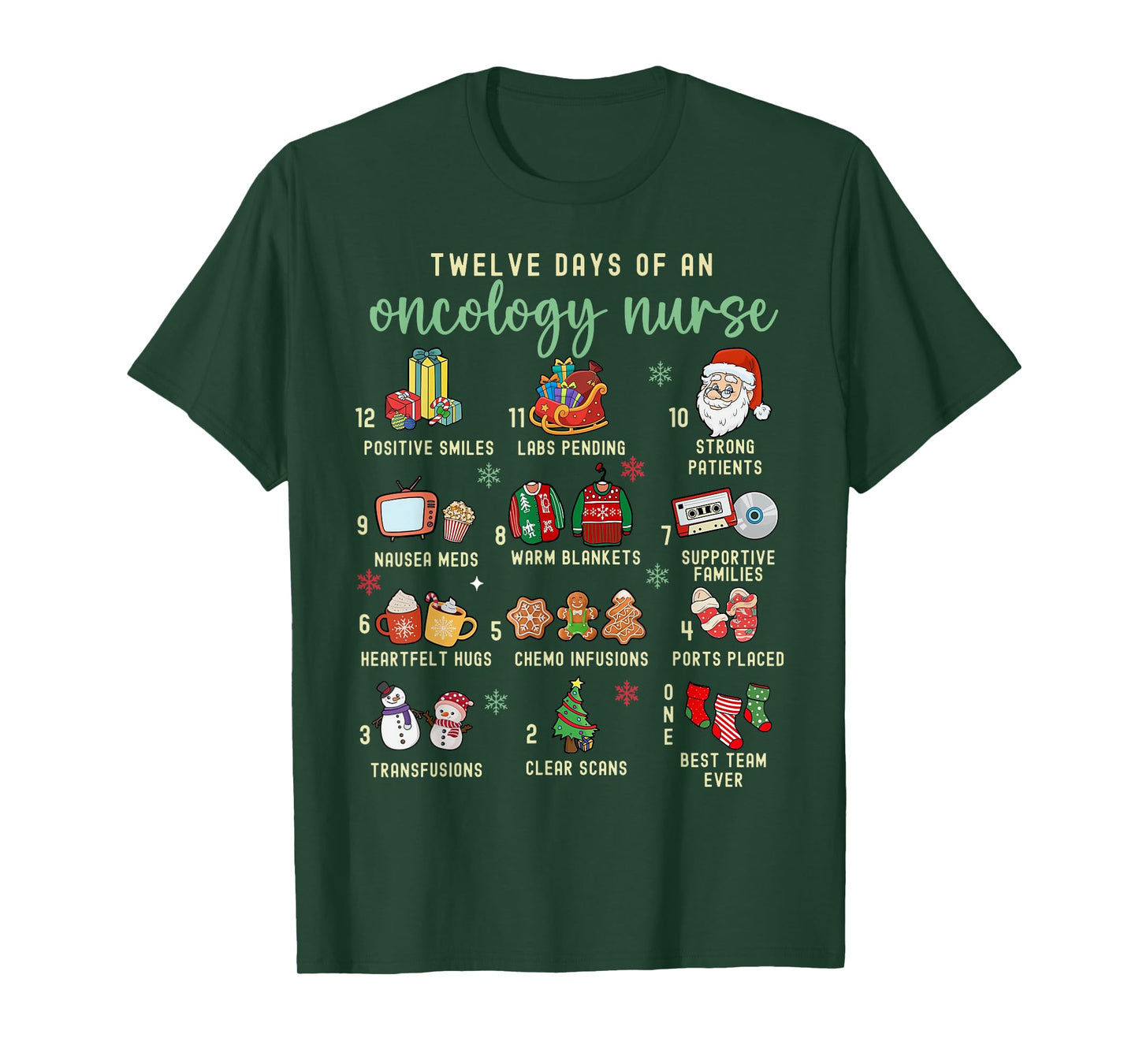 Christmas Oncology Rn Nurse 12 Days Of An Oncology Nurse T-Shirt