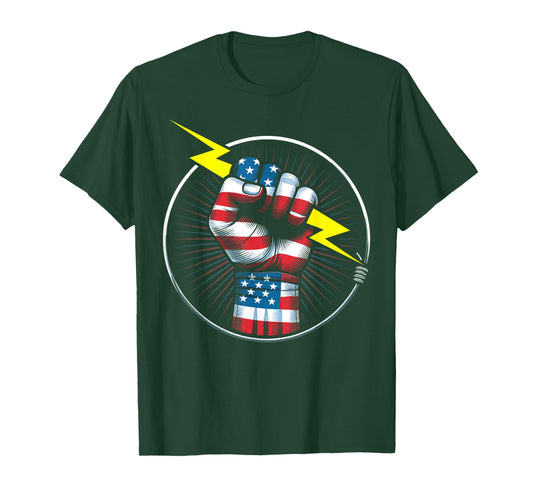 Electrician hero American flag electrical worker for men T-Shirt