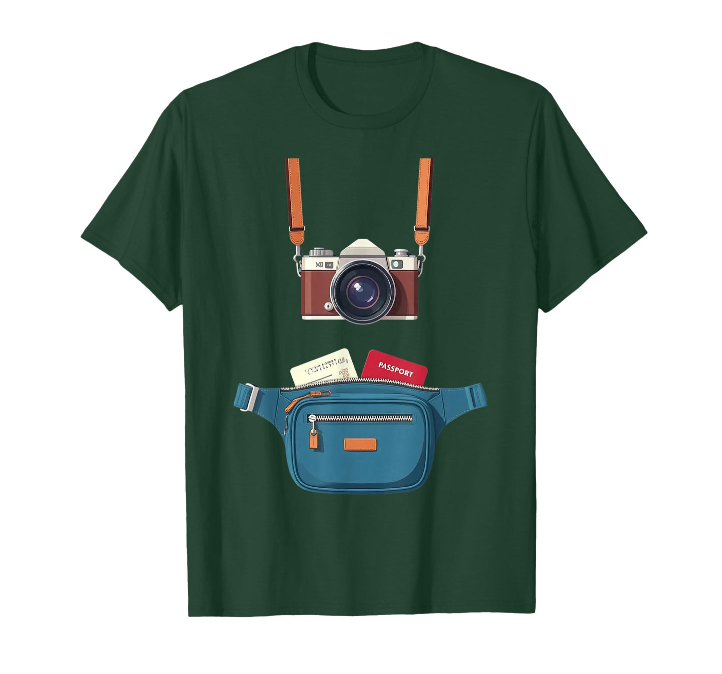 Tourist Spirit Day Camera Passport Map and Camera Tourism T-Shirt
