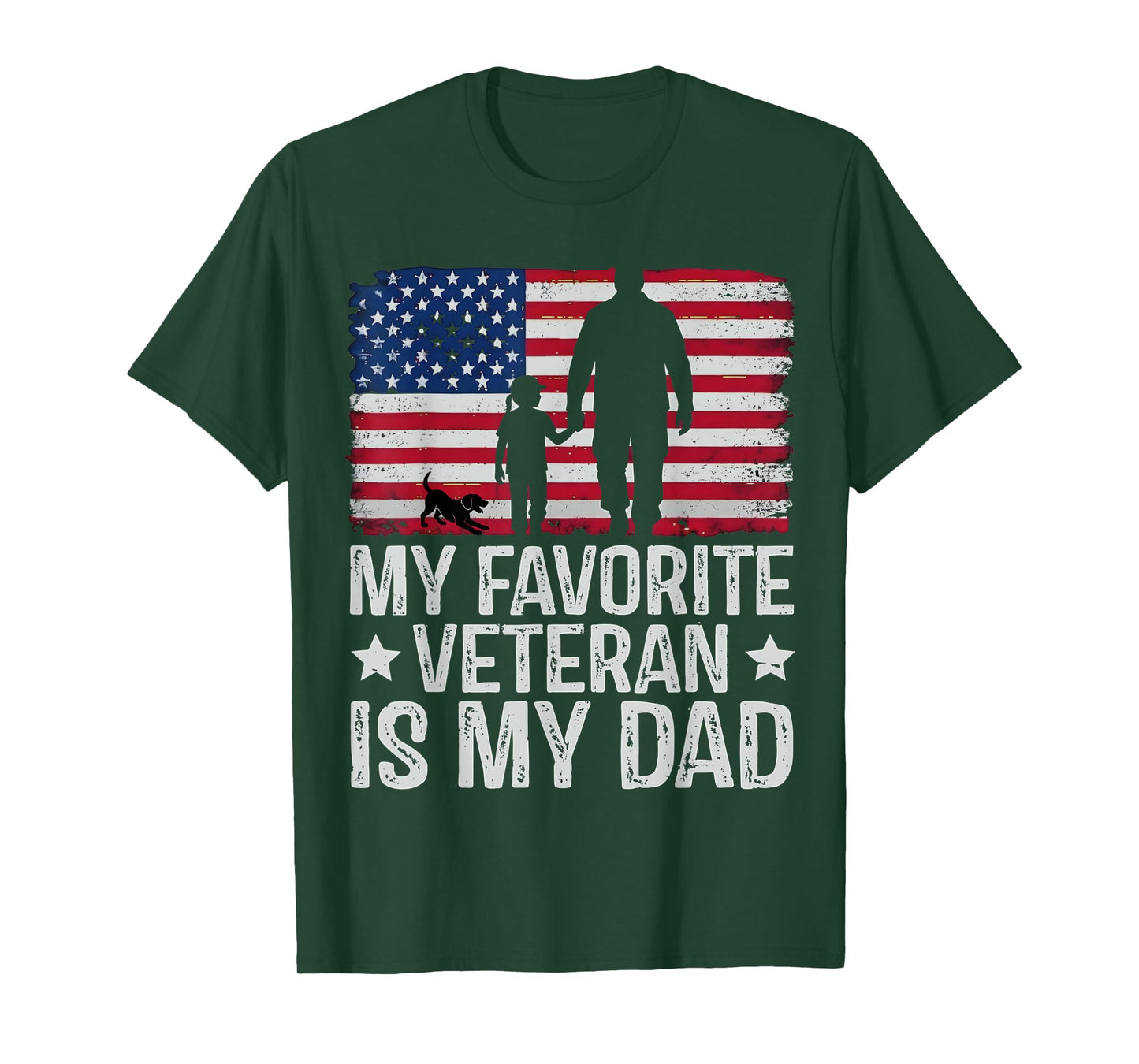 My Favorite Veteran is My Dad American Flag Military Girl T-Shirt