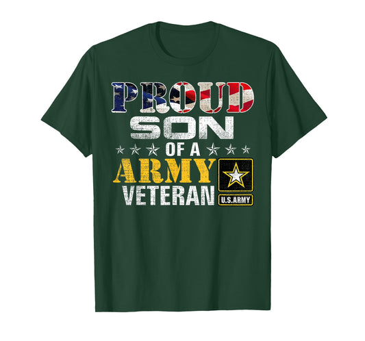 Proud Son of A Army Veteran American Flag Military Gift T-Shirt