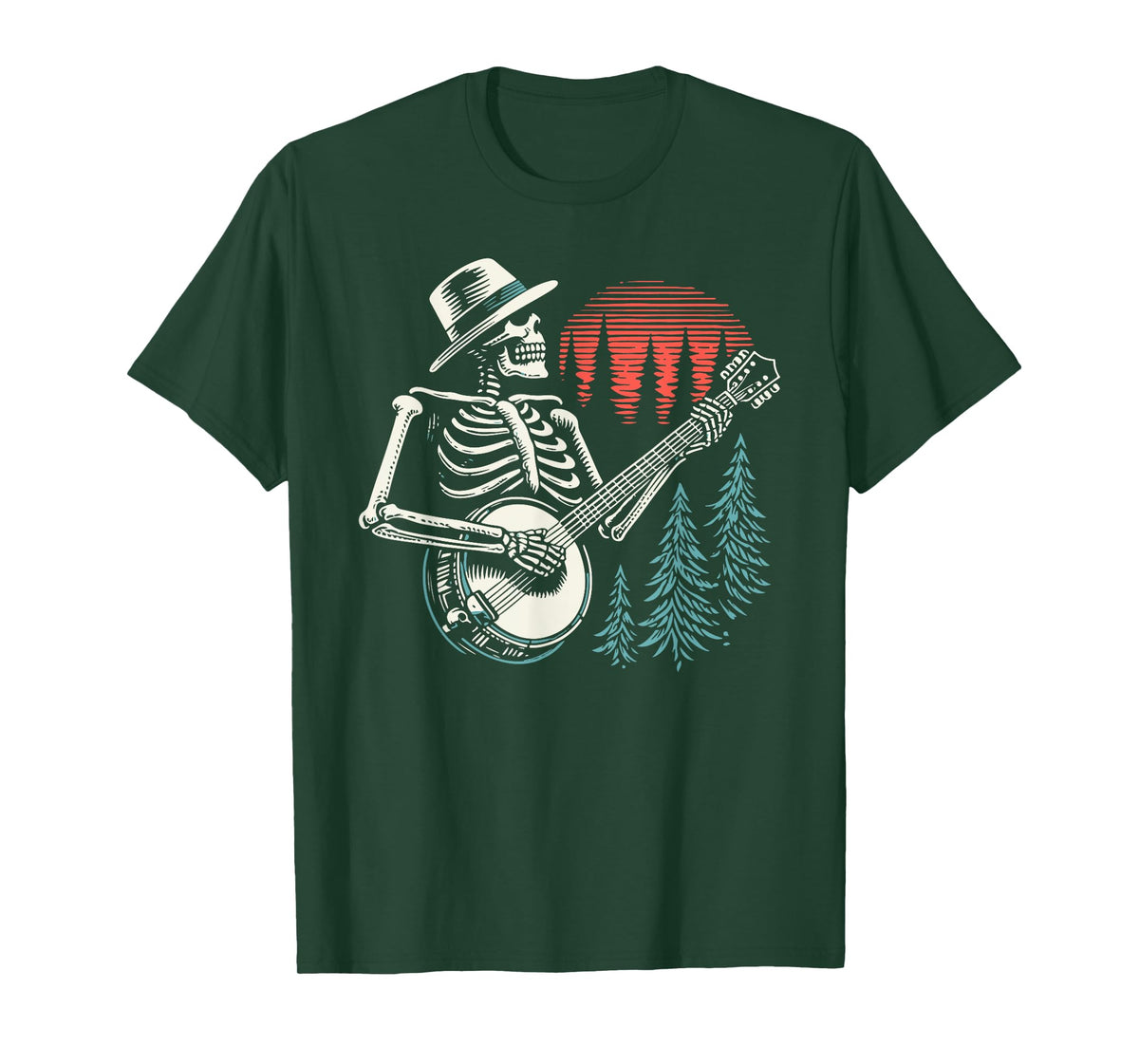 Minimalist Skeleton Skull Banjo Player T-Shirt
