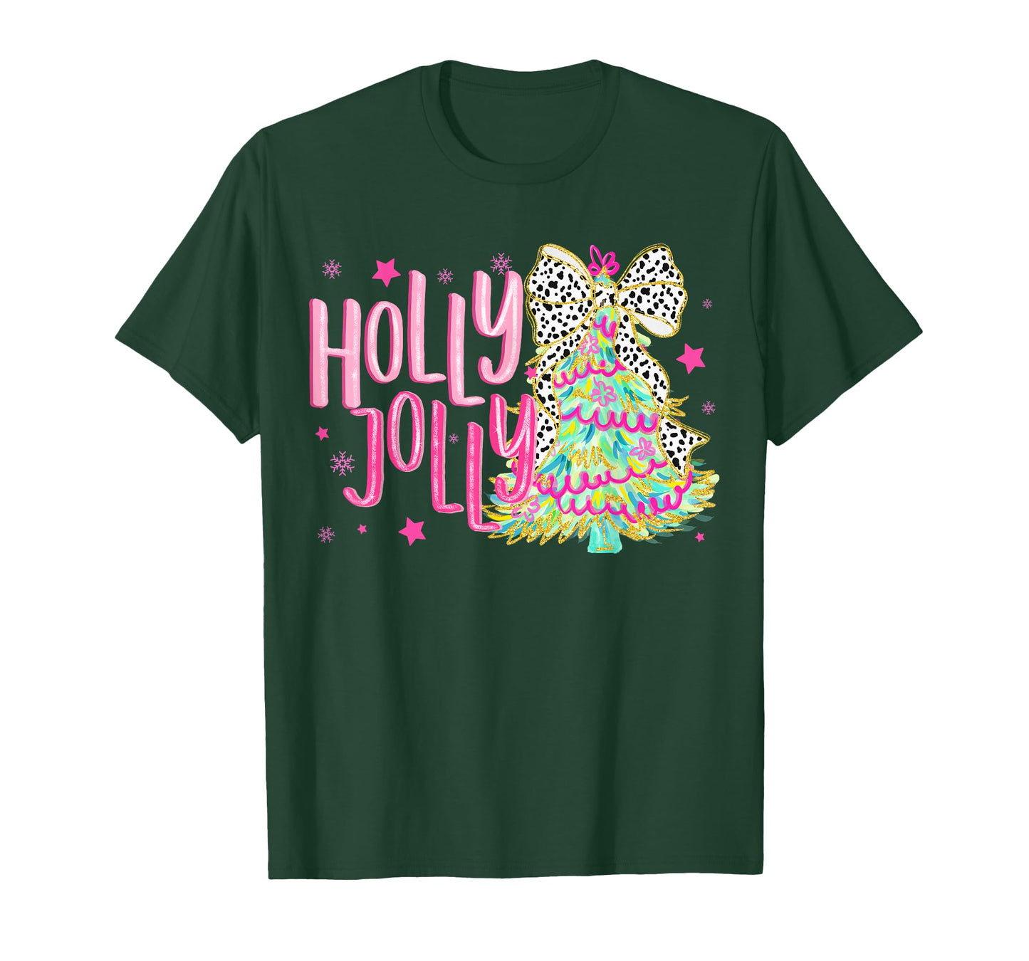 Cute Coquette Bow Girls Christmas Tree Merry Xmas Holiday T-Shirt