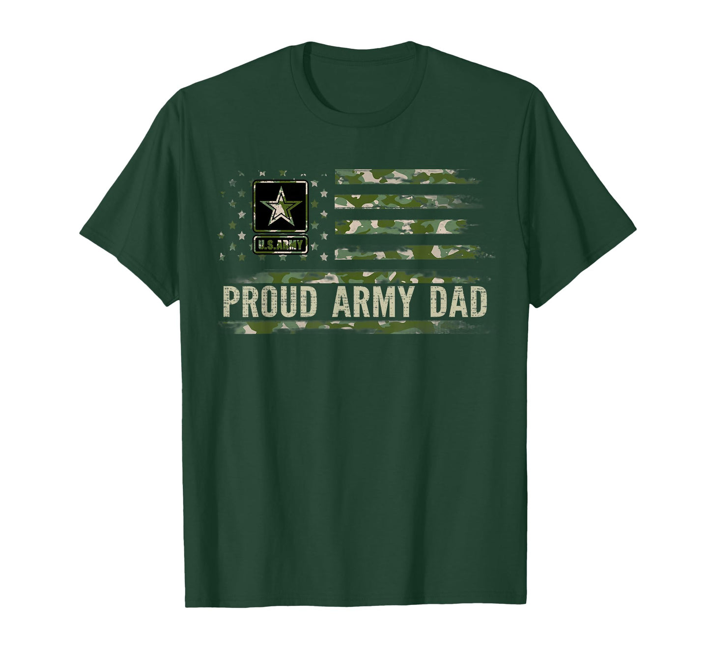 Vintage Proud Army Dad Camo American Flag Veteran Gift T-Shirt