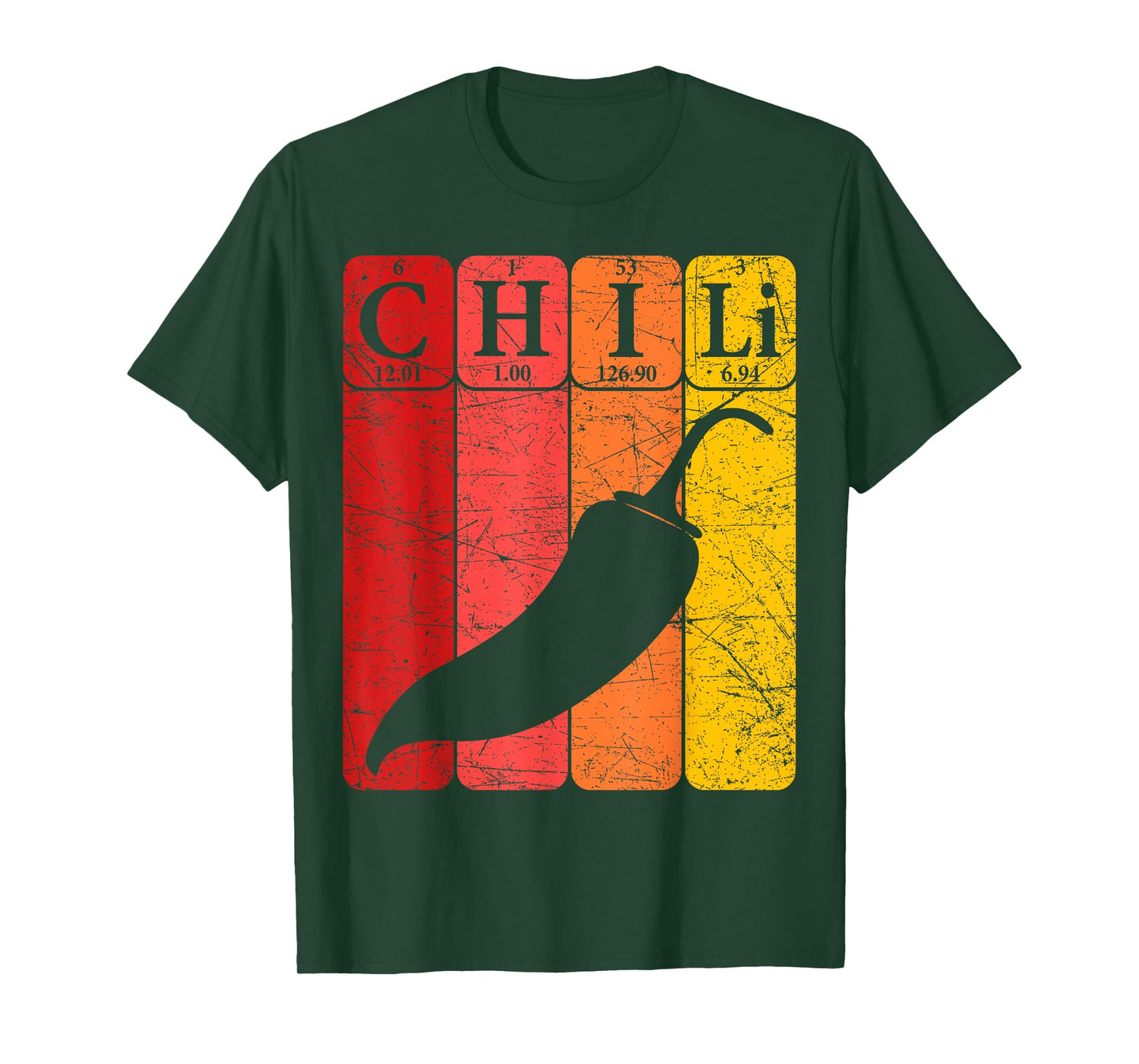 Chili Periodic Table Elements Chili Pepper Spicy Food Retro T-Shirt