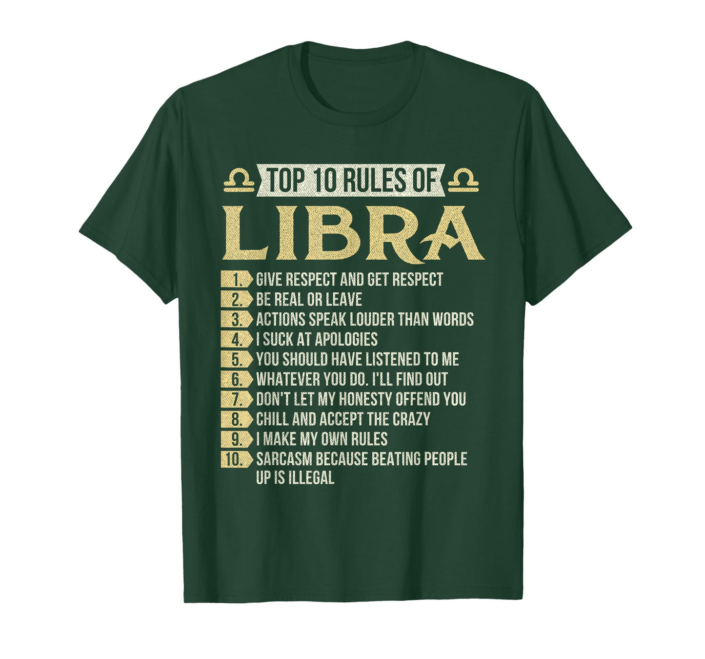 Top 10 Rules Of Libra - Astrology Horoscope Zodiac Sign T-Shirt